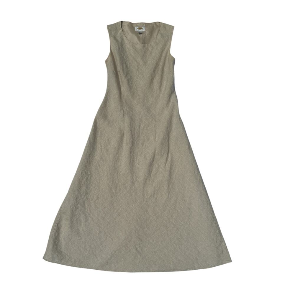 Talbots Cream Fitted Maxi Dress Women 12 Petite